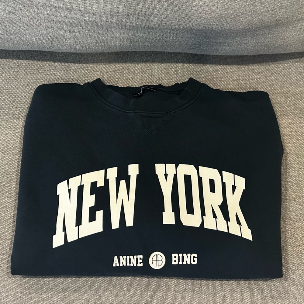 Authentic Anine Bing Ramona crewneck washed navy sweatshirt. Worn 1 time.
